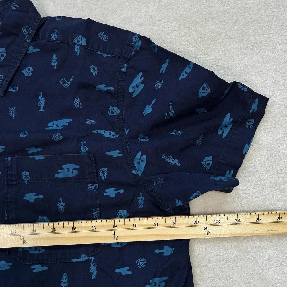 The North Face Shirt Mens Large Button Up Short Sleeve Camping All Over Print